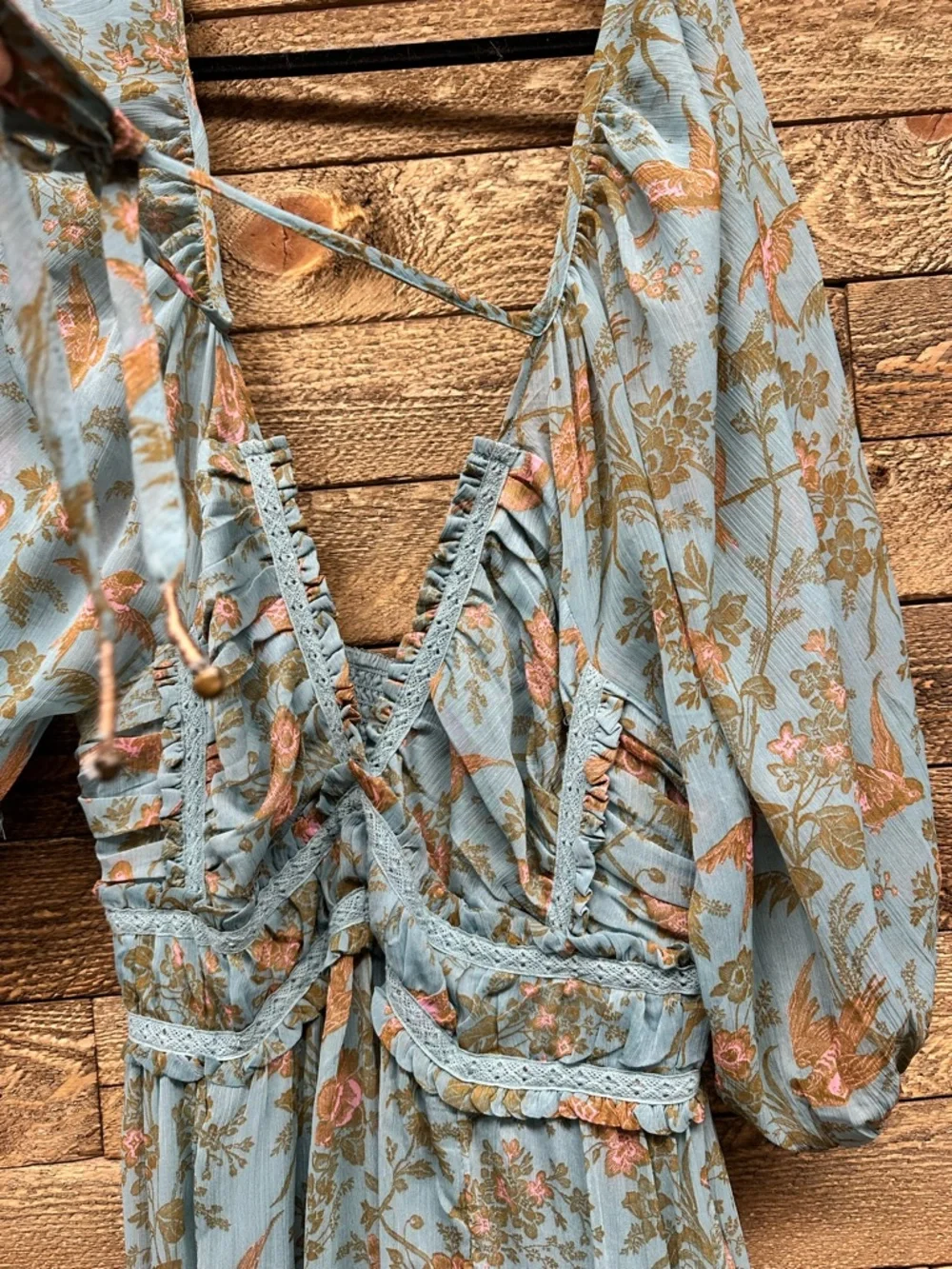 Free People Teal Floral Tiered Maxi Dress - Picture 5 of 7